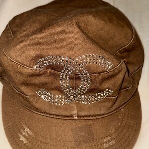Brown Cap with Rhinestone Logo